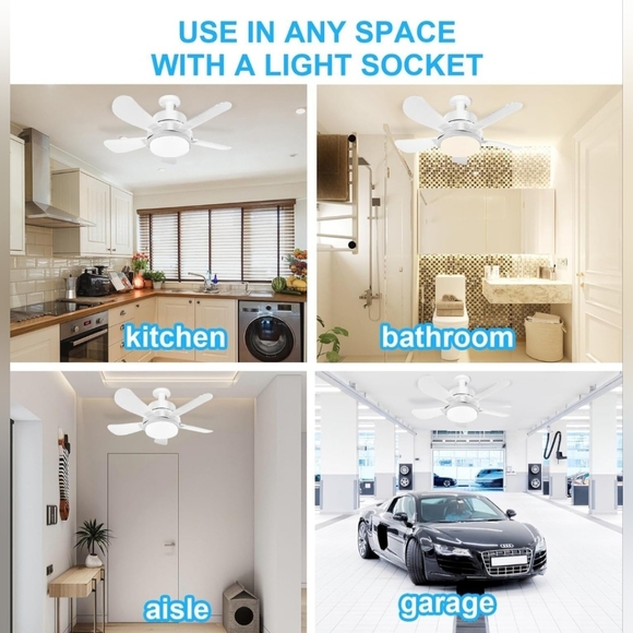 White Socket Fan Light with Remote Control - Picture 3 of 7